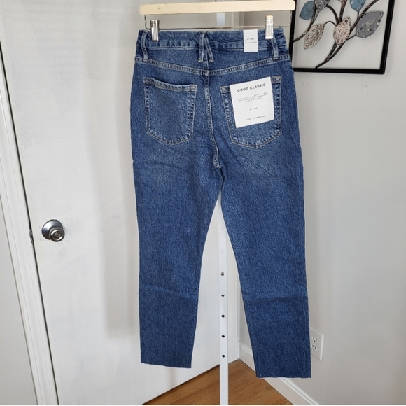 Good American Good Classic Raw Hem Jeans Blue Skinny High Rise 2 26 NWT - Picture 5 of 13